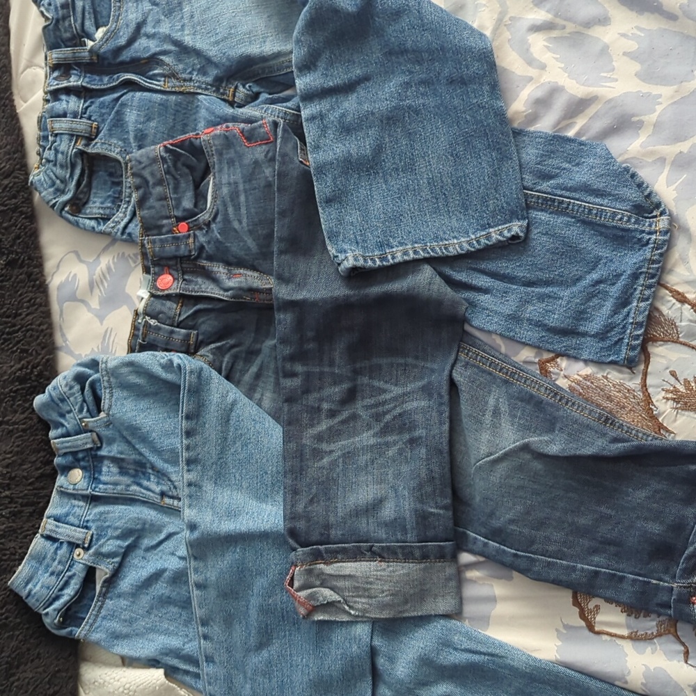 Lot of size 4t jeans, 3 pairs. Baby Gap, Baby Route 66, Toughskins.